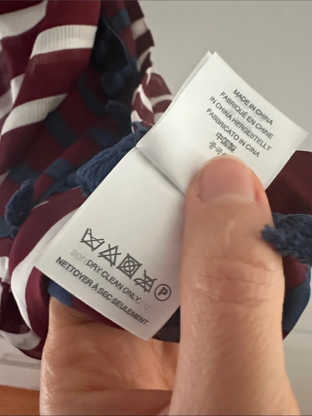 J. Crew Red and Navy Striped Silk Scarf